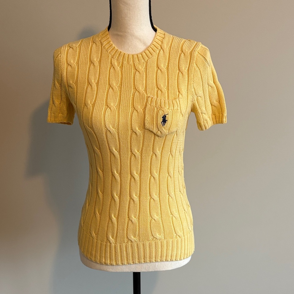 Ralph Lauren Yellow Cable Knit Short Sleeve Tee